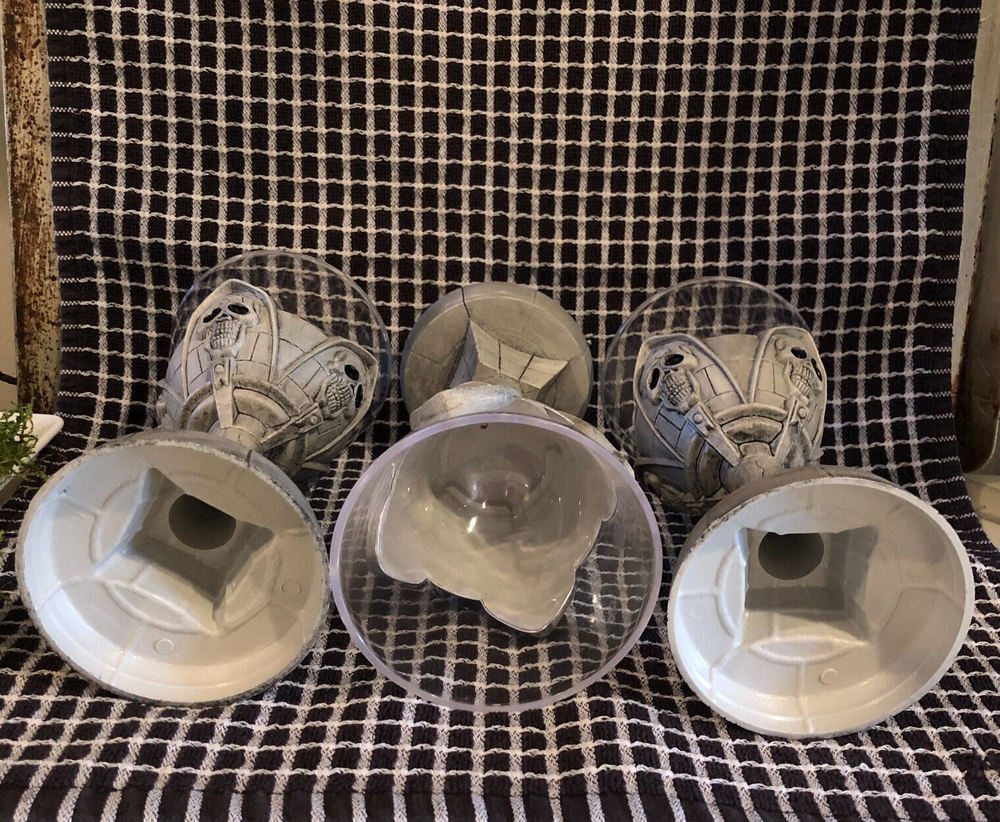 3 Scary Skeleton Plastic Halloween Goblets, Stem Glasses