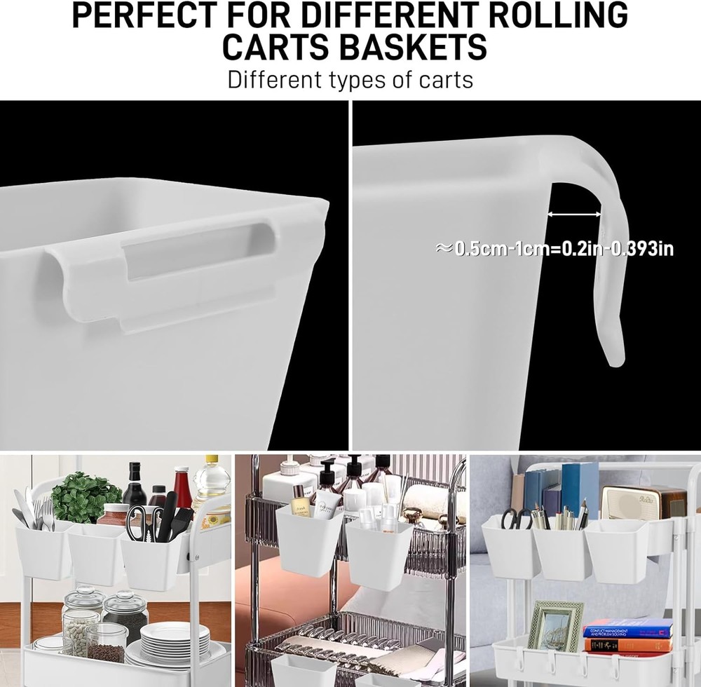 Hanging Cup Holders for Rolling Cart Utility Storage