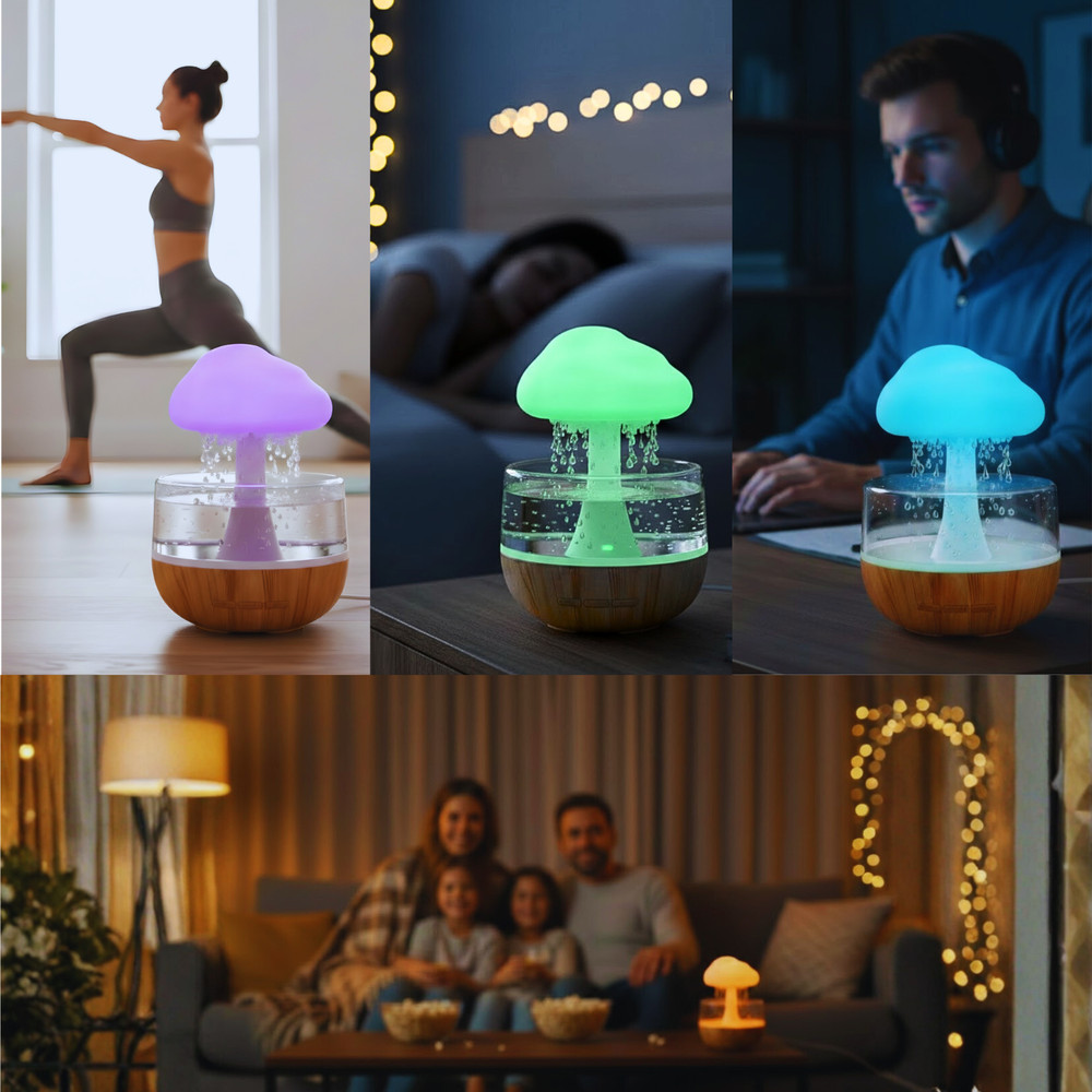 Rain Cloud Essential Oil Diffuser Humidifier 7 Color LED Light