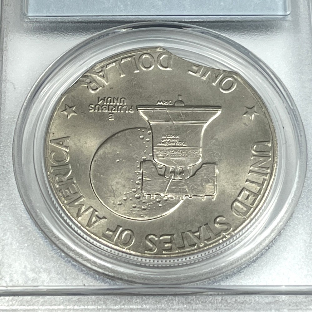 1976-D T2 Eisenhower $1 Double Clip Planchet Mint Error PCGS MS64