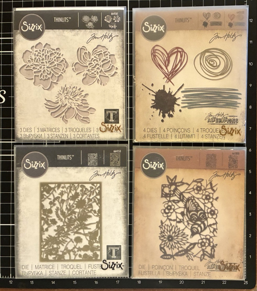 SIZZIX Tim Holtz Thinlits Dies Blossoms, Organic, Paper Bird or Scibbles & Splat