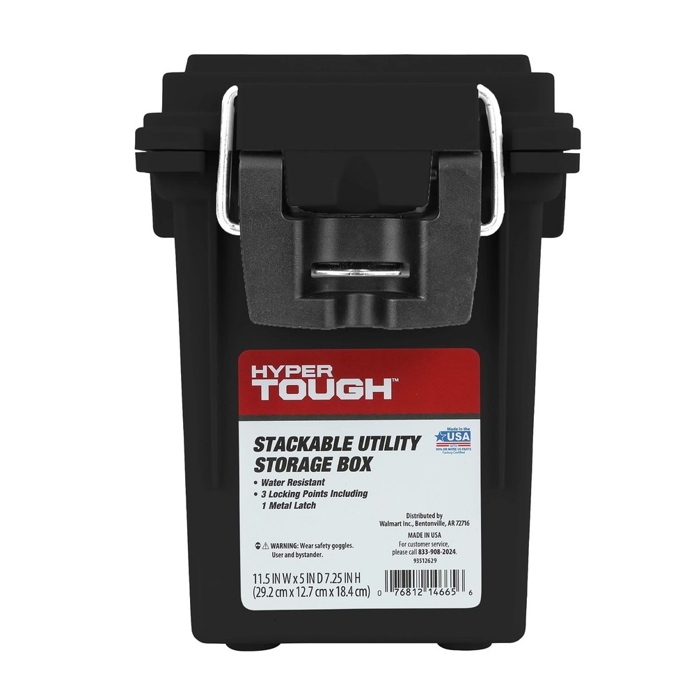 Hyper Tough Locking and Stacking Utility and Tool Box, Black Organization box