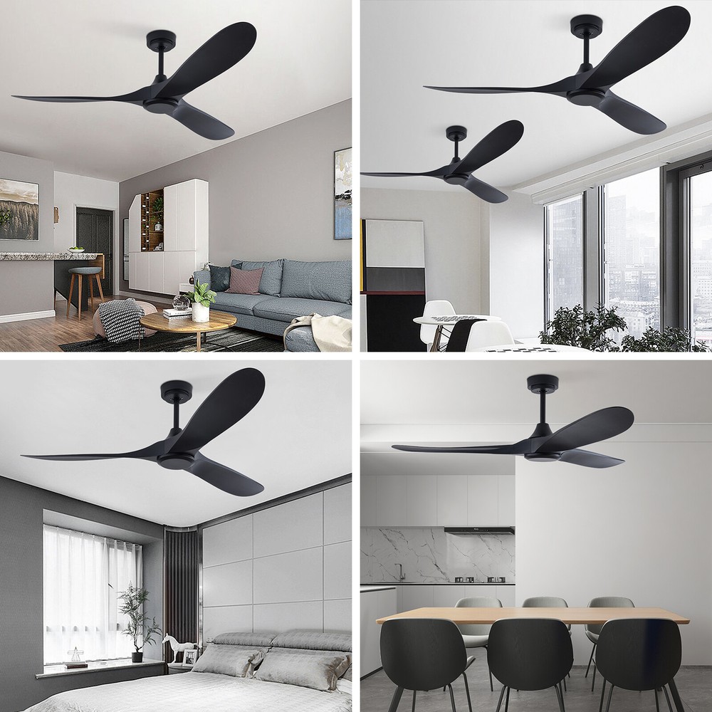 52" Flush Mount Solid Wood Ceiling Fan with Light 3 Speed Quiet DC Motor 3 CCT