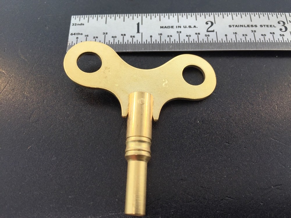 Solid Brass Clock Key. # 2 or 2.8 mm. or .110 inches