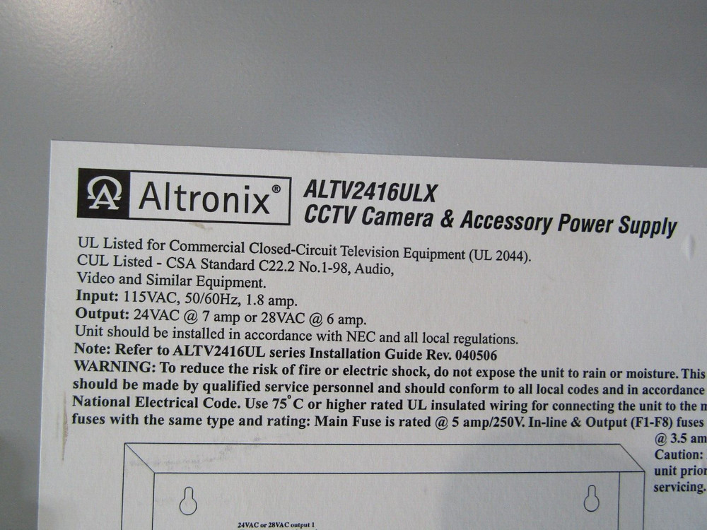 💥ALTRONIX CCTV CAMERA & ACCESSARY POWER SUPPLY ALTV2416ULX