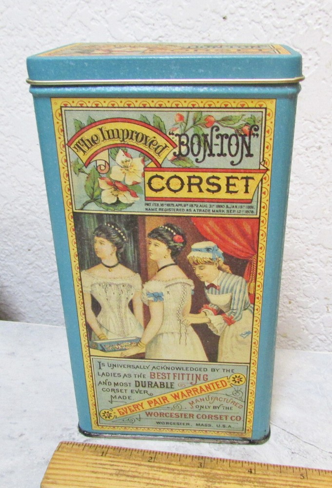 Reproduction Bon-ton corset empty tin, a fun & beautiful decor , nice graphics