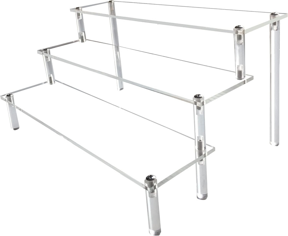 3 Tier Clear Acrylic Display Riser Stand 12in Organizer for Decor Cosmetics