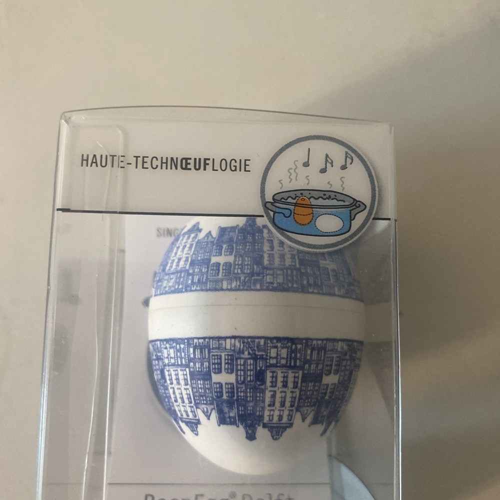 Blue Delft Egg Timer “Clever High-Tech” Singing Floating Eggtimer Beep Egg
