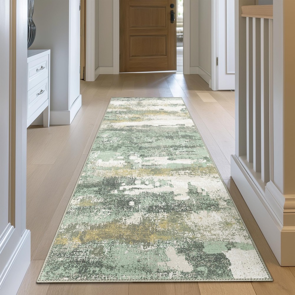 BEIMO Runner Rug for Hallway 2' x 12' (Rectangular), Light Green/Cream