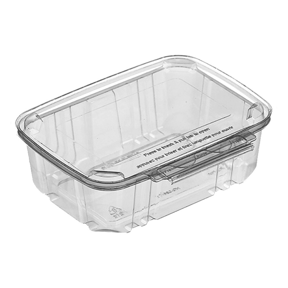 WNA 5HG024TVF BreakAway Clear 24 oz. Tamper Resistant Rectangular PET Container