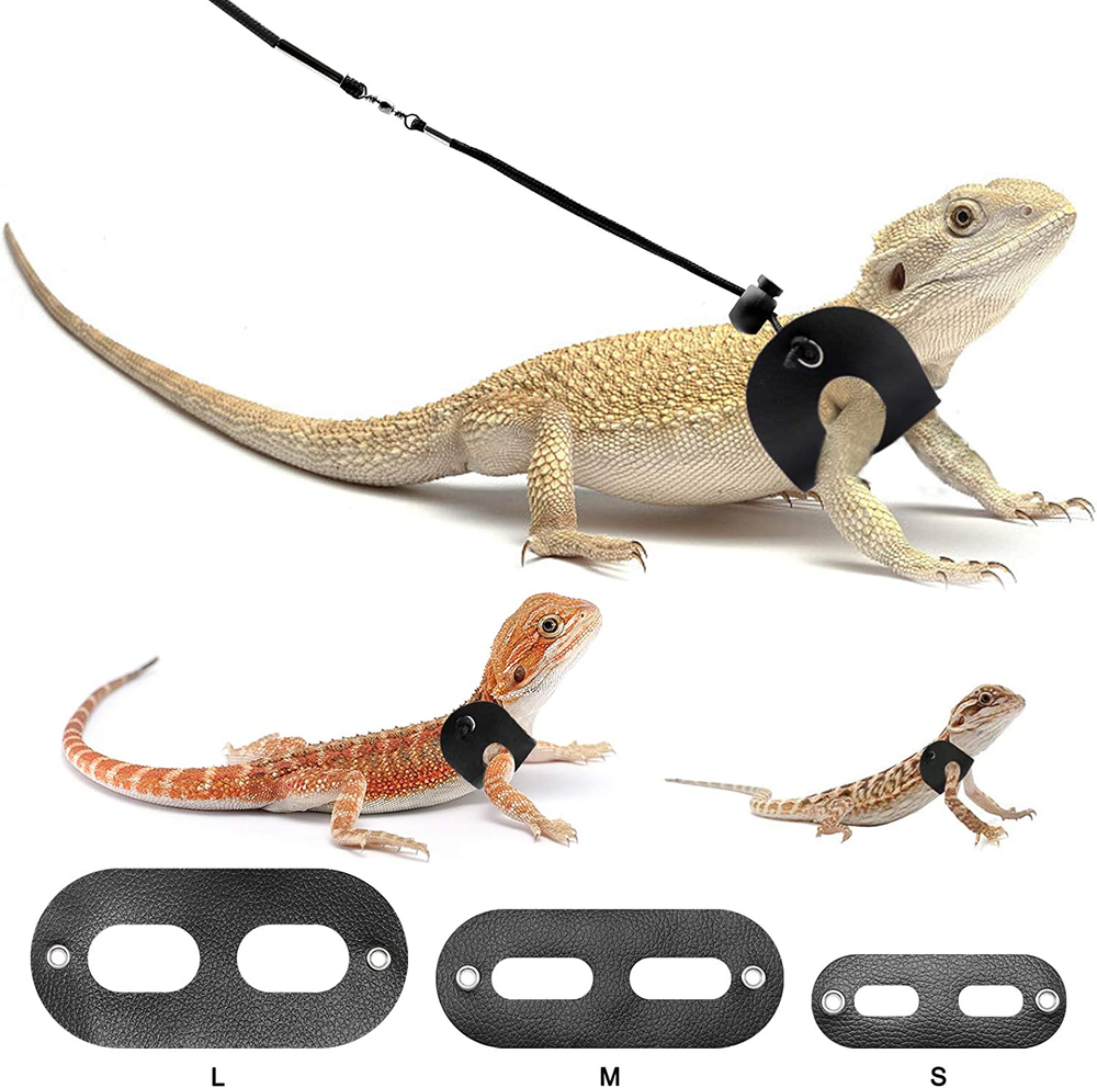 Bearded Dragon Harness and Leash Adjustable Leather Lizard Reptiles