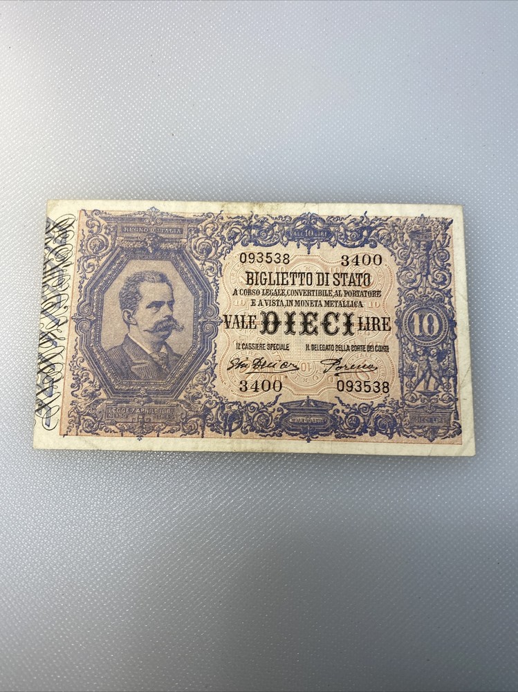 1918 italy 10 lire high grade note
