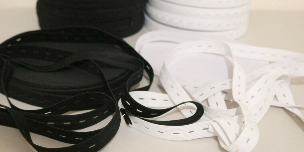 5 YARDS BLACK / WHITE BUTTONHOLE ELASTIC 3/4''