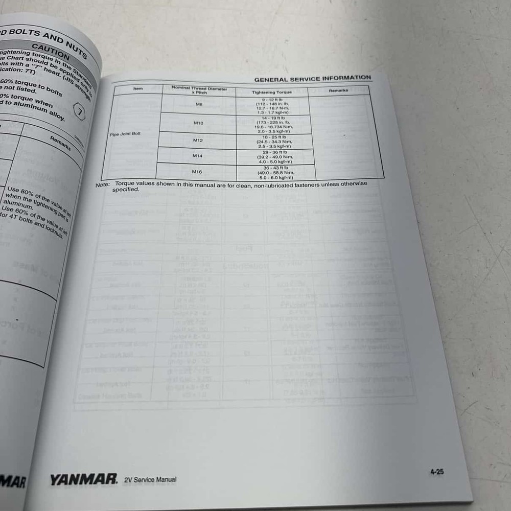 Service Manual - 0 YAnmar 2V Series
