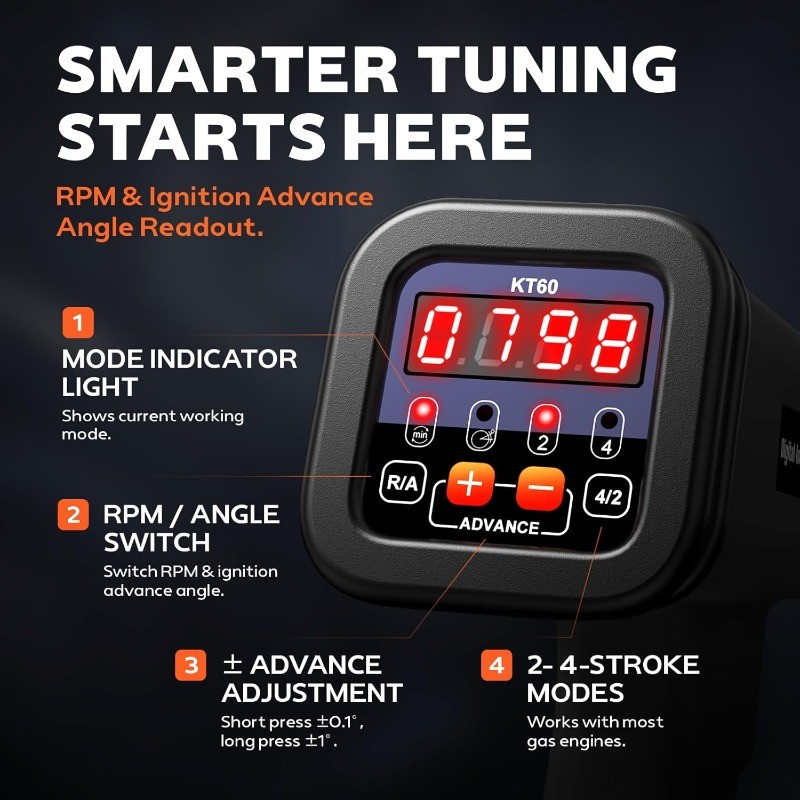 Digital Timing Light with RPM & Advance Angle, Inductive Ignition Timing Light