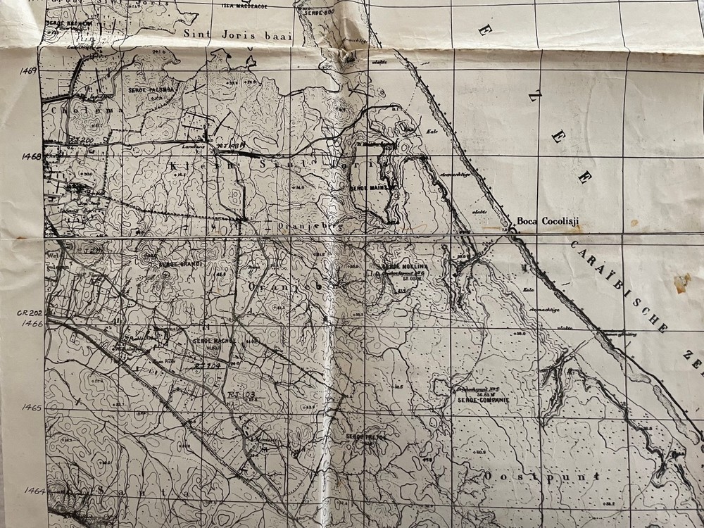 Vintage 1942 US ENGINEERS Force Curacao Map Sheet XVIII