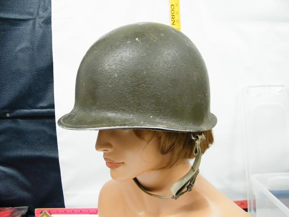 Vintage WWII Helmet & Turtle Shell Liner Front Seam