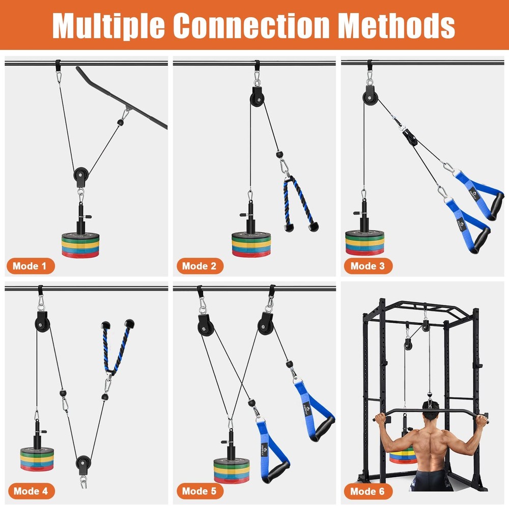 Home Gym Pulley System, Tricep Workout Pulley System for LAT Pulldown, Biceps...
