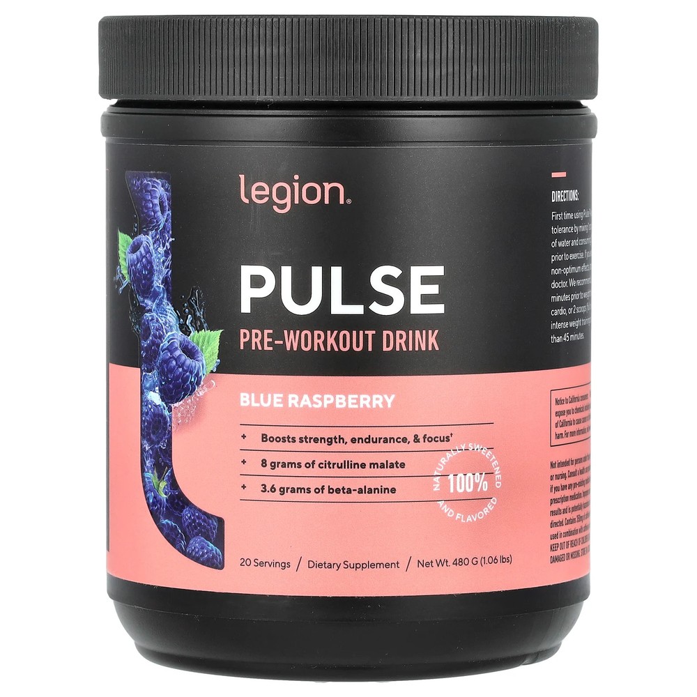 Pulse, Pre-Workout Drink, Blue Raspberry , 1.06 lbs (480 g)