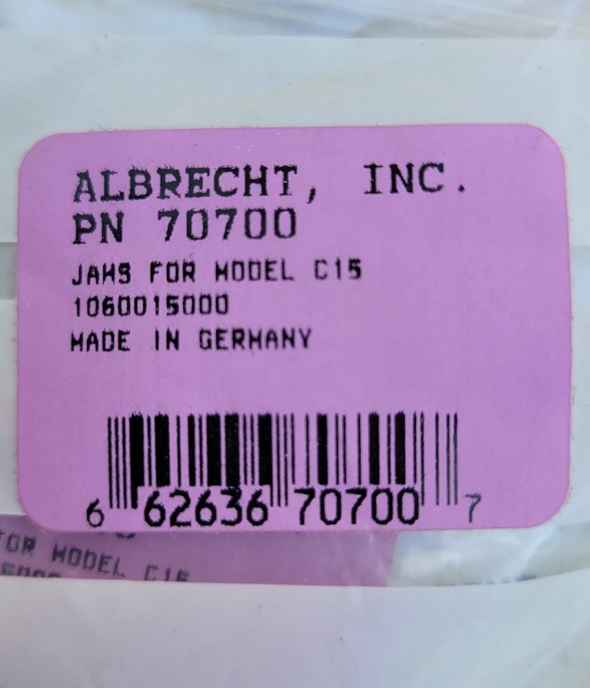 Albrecht Replacement Jaws #70700 for Model 15 keyless Chuck NEW!!!