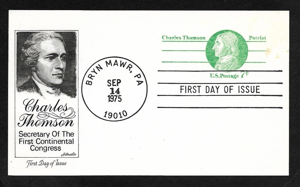 #UX68 7c Charles Thomson - Postal Card - Artmaster FDC