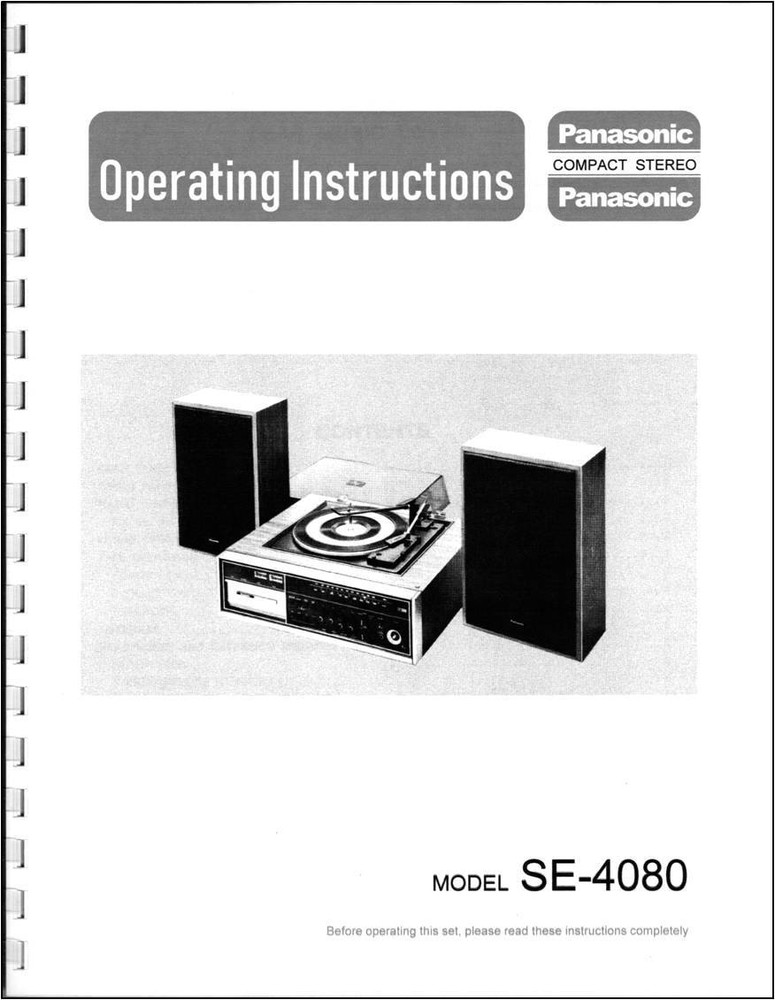 Panasonic SE-4080 Compact Stereo Owners Manual - Operating Instructions