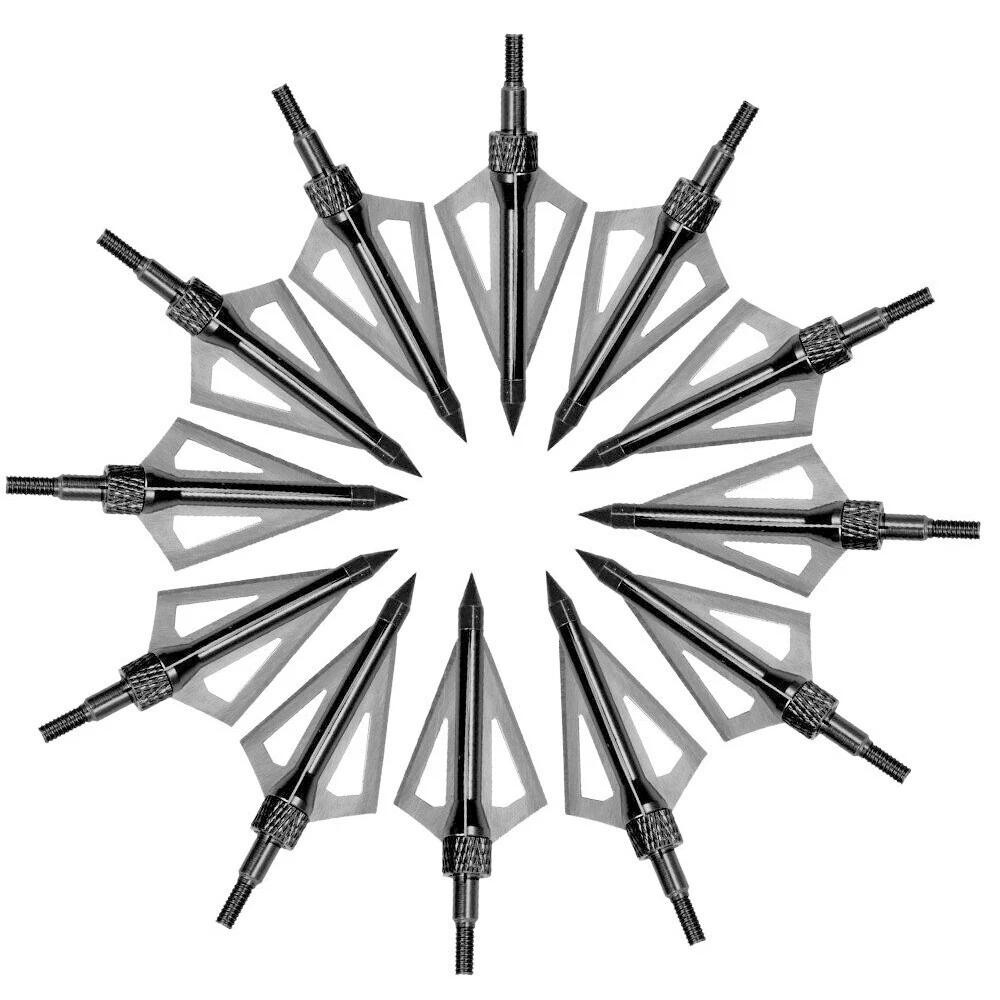 16Pcs 100Grain 3Blade Hunting Archery Broadhead Compound Bow Fixed Arrowhead Tip