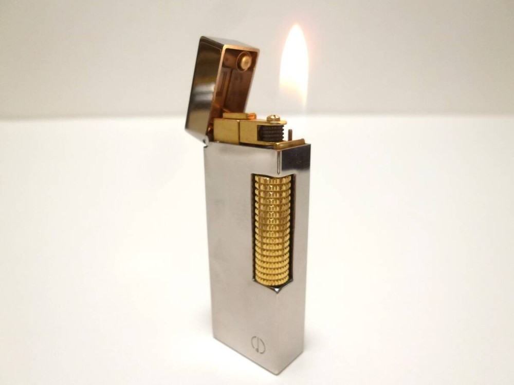 Overhauled Dunhill Rollagas lighter Silver Gold with box