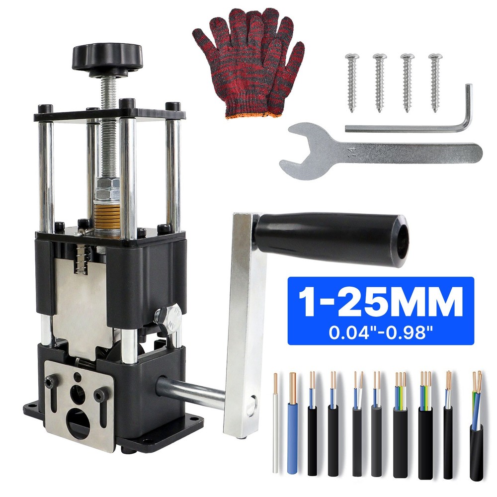 Manual Wire Stripping Machine Drill Powered Hand Crank Wire Stripper Tool 1-25MM