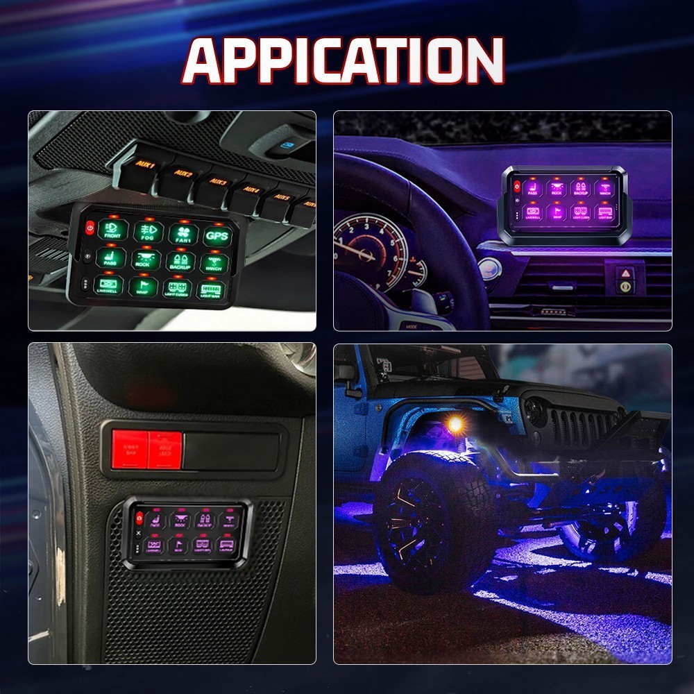 12 Gang Switch Panel RGB Wireless Circuit Relay System LED Light Remote Control