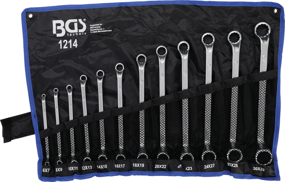BGS - Double Ring Spanner Set, Deep Crank 6 - 32 mm, 12 Pcs - 1214