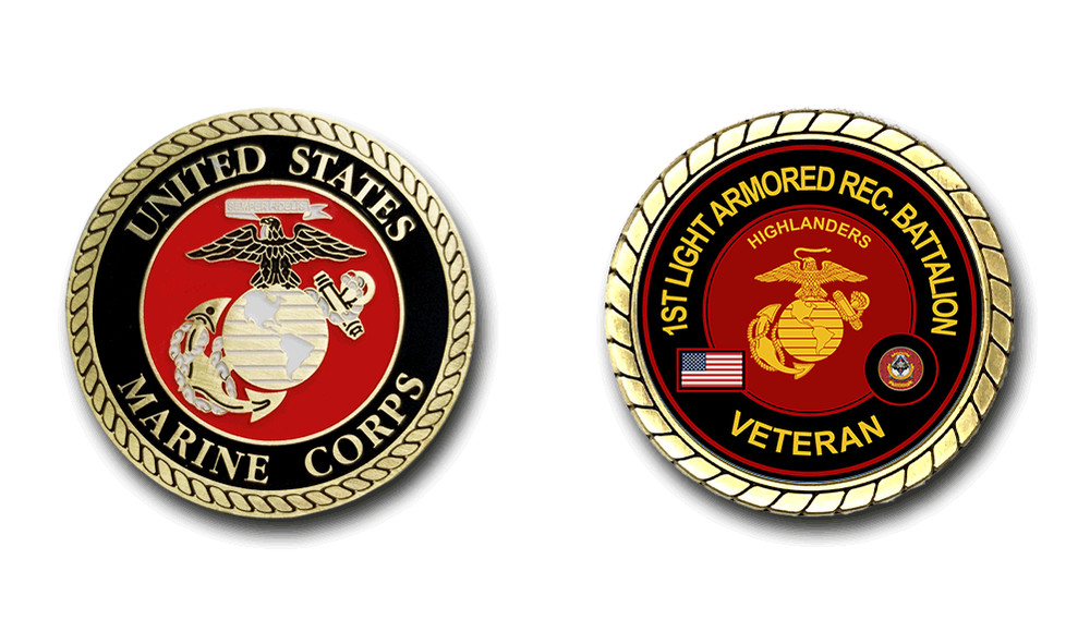 1st Light Armored Rec Challenge Coin Officially Licensed