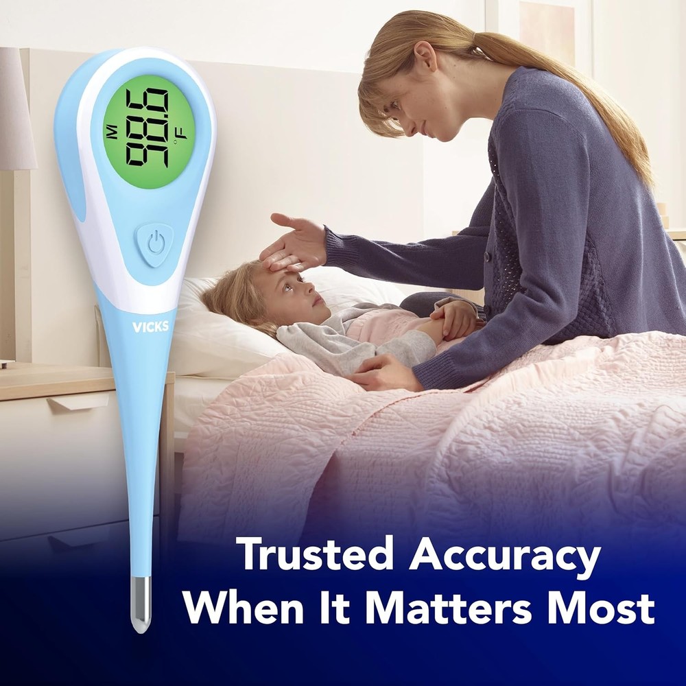 Vicks ComfortFlex Digital Thermometer: Accurate Color-Coded Reading in 8 Seconds