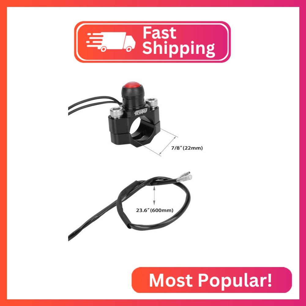 CNC Universal Motorcycle Engine Stop Start Kill Switch Button with Mounting Back