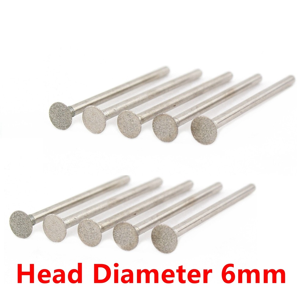 10Pcs Diamond Burrs Bits T head 6mm Accessory Grinding Carving Bit Rotary Tool