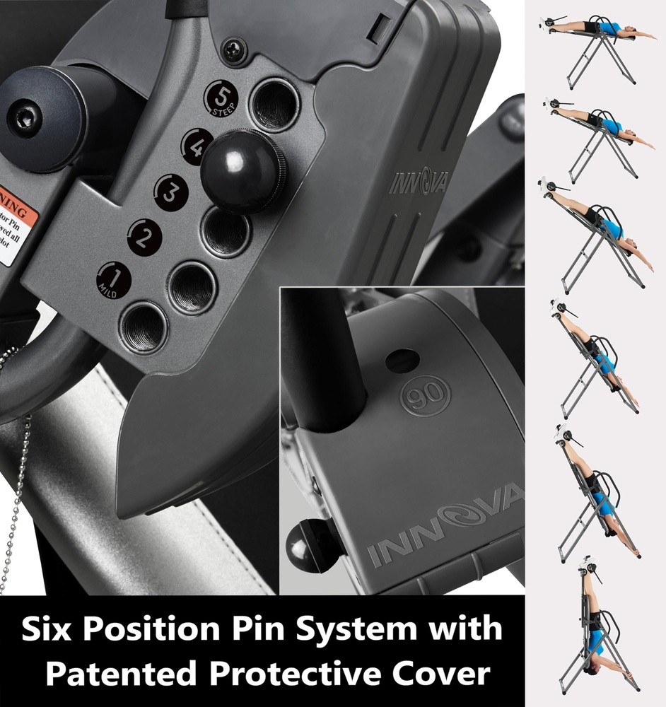 Innova Adjustable Inversion Table with Headrest & Ankle Holders, 300 lb