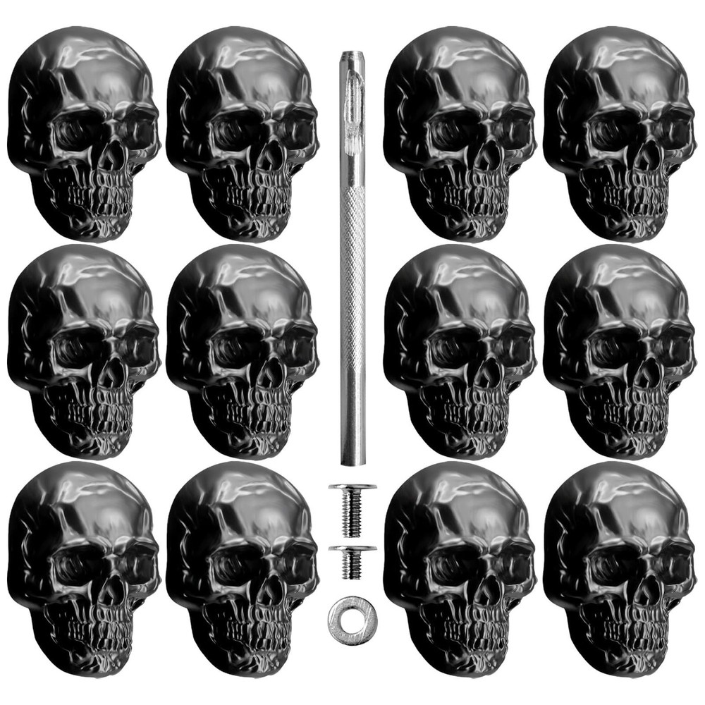Sanyeyufeng 12Pcs Skull Rivets Buttons Skeleton Stud Goth Mental Conchos Pins...