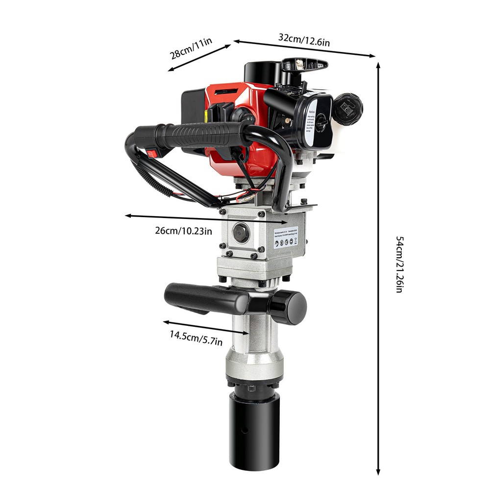 Gas-Powered Fence T Post Driver 2 Stroke Engine Push Pile Jack Hammer Kit