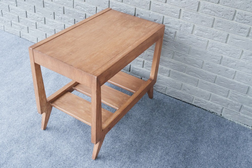 Mid Century Modern Oak Two Tier End Table