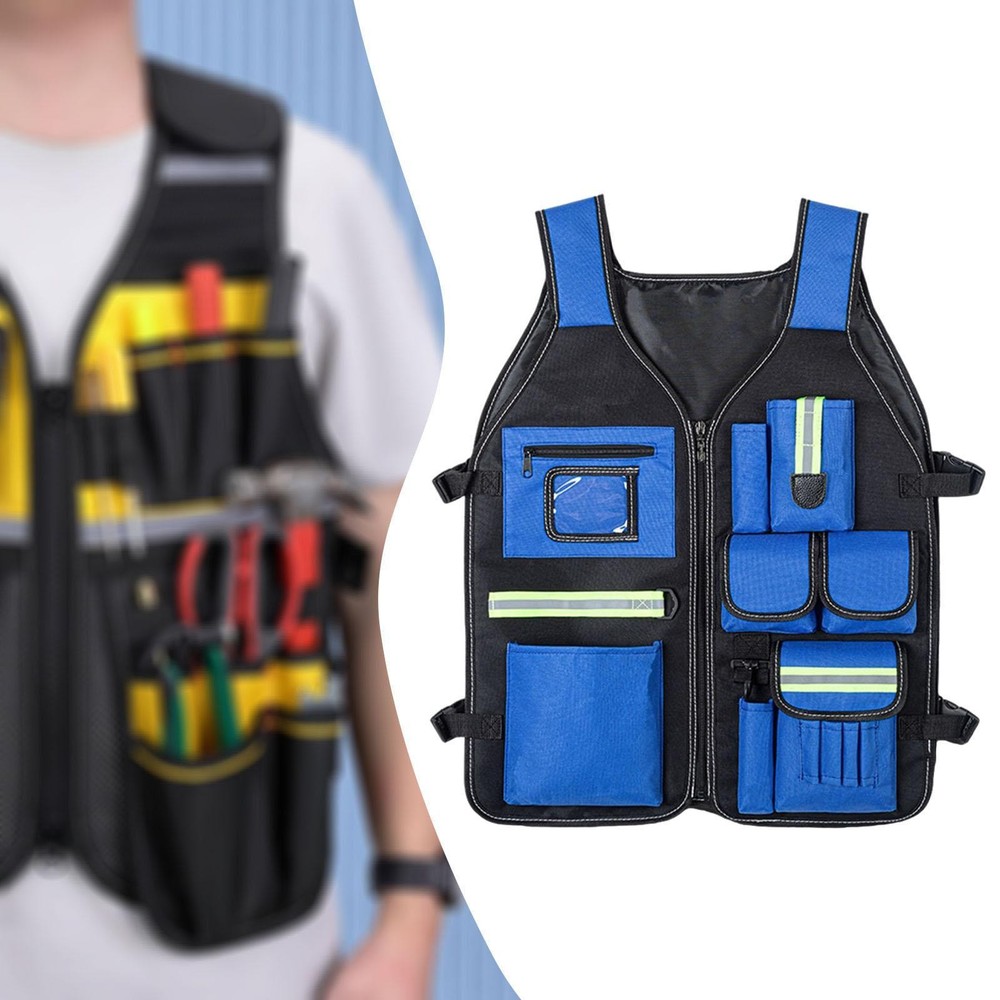 Tool Vest Tool Pouch Practical Premium Comfortable Reflective with Multi Pockets