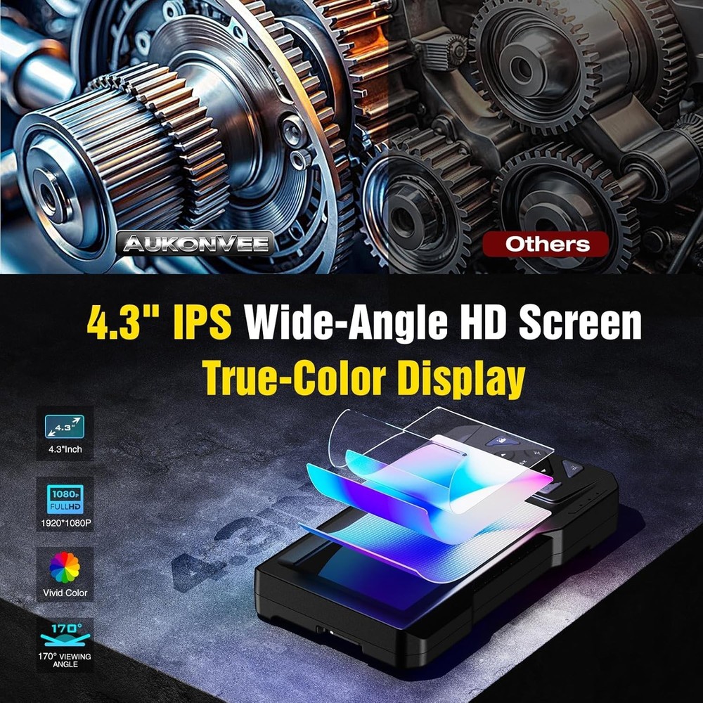 Comprehensive 1080P Endoscope Camera Kit - 4.3" IPS Display & 2 Adjustable LEDs