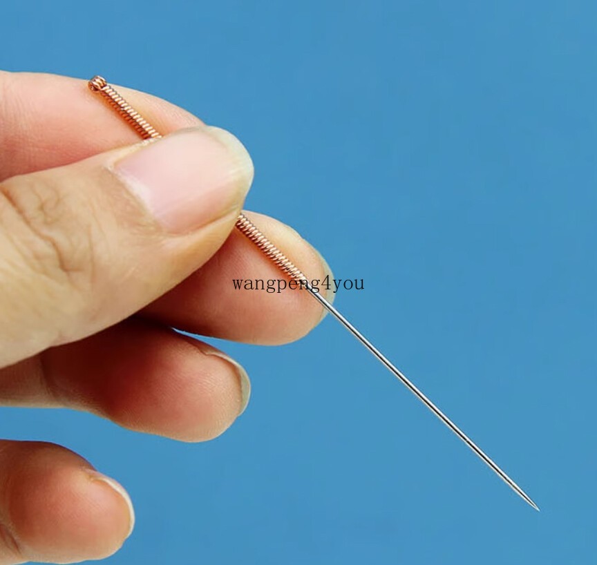 Acupuncture Copper Loop Handle Long Large sharp Neeedle without guide tube 100pc