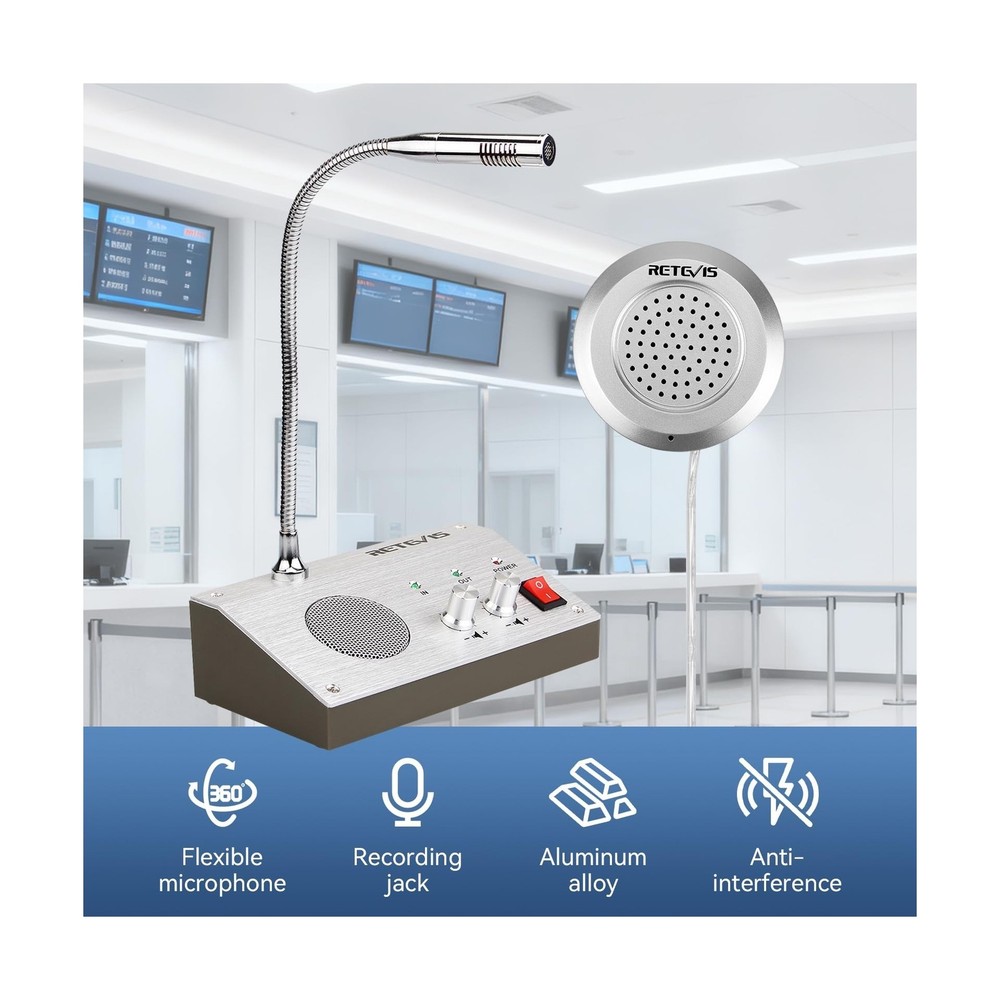 Retevis RT-9908 Window Speaker,Window Intercom Dual-Way Voice,Window Speaker ...