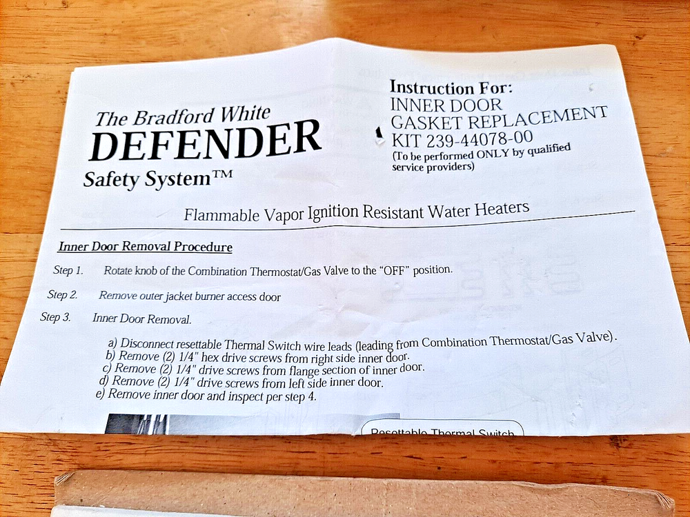 Bradford White Inner Door Gasket Replacement Kit 239-44078-00 NOS FREE SHIPPING