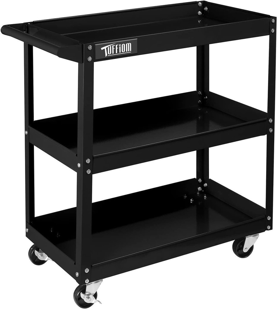 3-Tier Rolling Tool Cart with Locking Wheels & Ergonomic Handle, 330LB Capacity