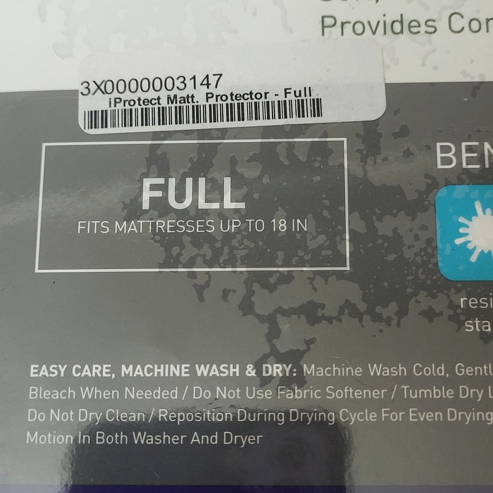 BedGear iProtect Full Size Mattress Protector Waterproof Stain Resistant New