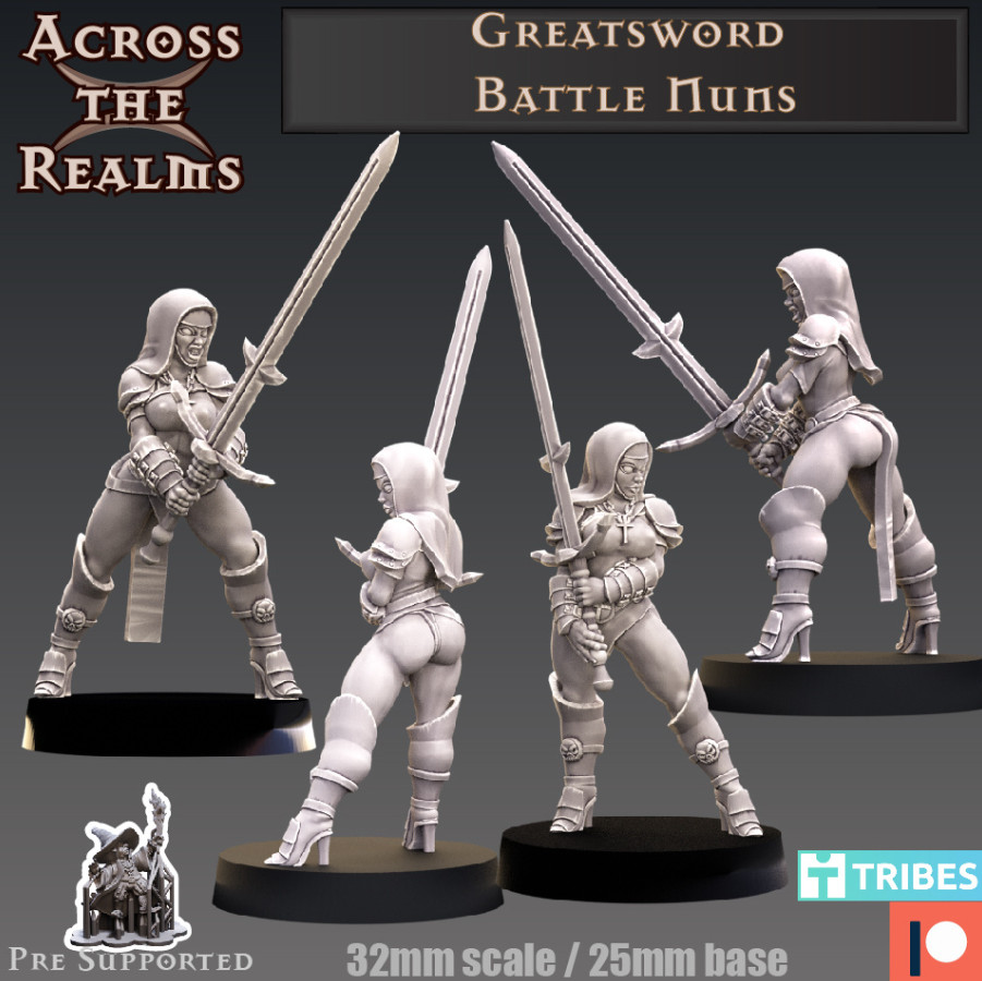 DnD Greatsword Battle Nuns Squad of 2