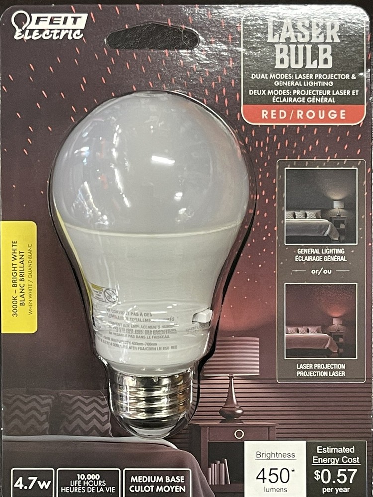 RED LASER OR STANDARD BRIGHT WHITE LED A19 PARTY DUAL MODE DISCO DJ LIGHT BULB