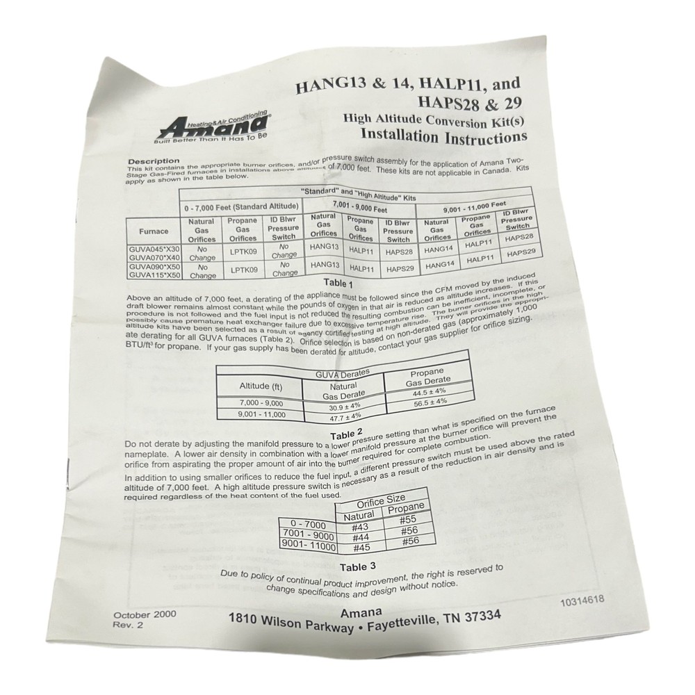 Goodman/Amana, HAPS29, High Altitude Pressure Switch