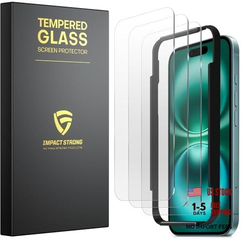 3-Pack Shatterproof Tempered Glass Screen Protector for [Easy iPhone 17